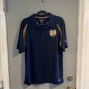 Russell Athletic Dri-Power Notre Dame Fightin Irish Navy Gold Polo‎ M